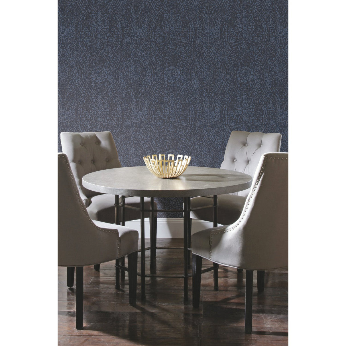 Ornate Ogee Blue Peel & Stick Wallpaper with Global Glam Ogee Pattern - York RMK11569WP