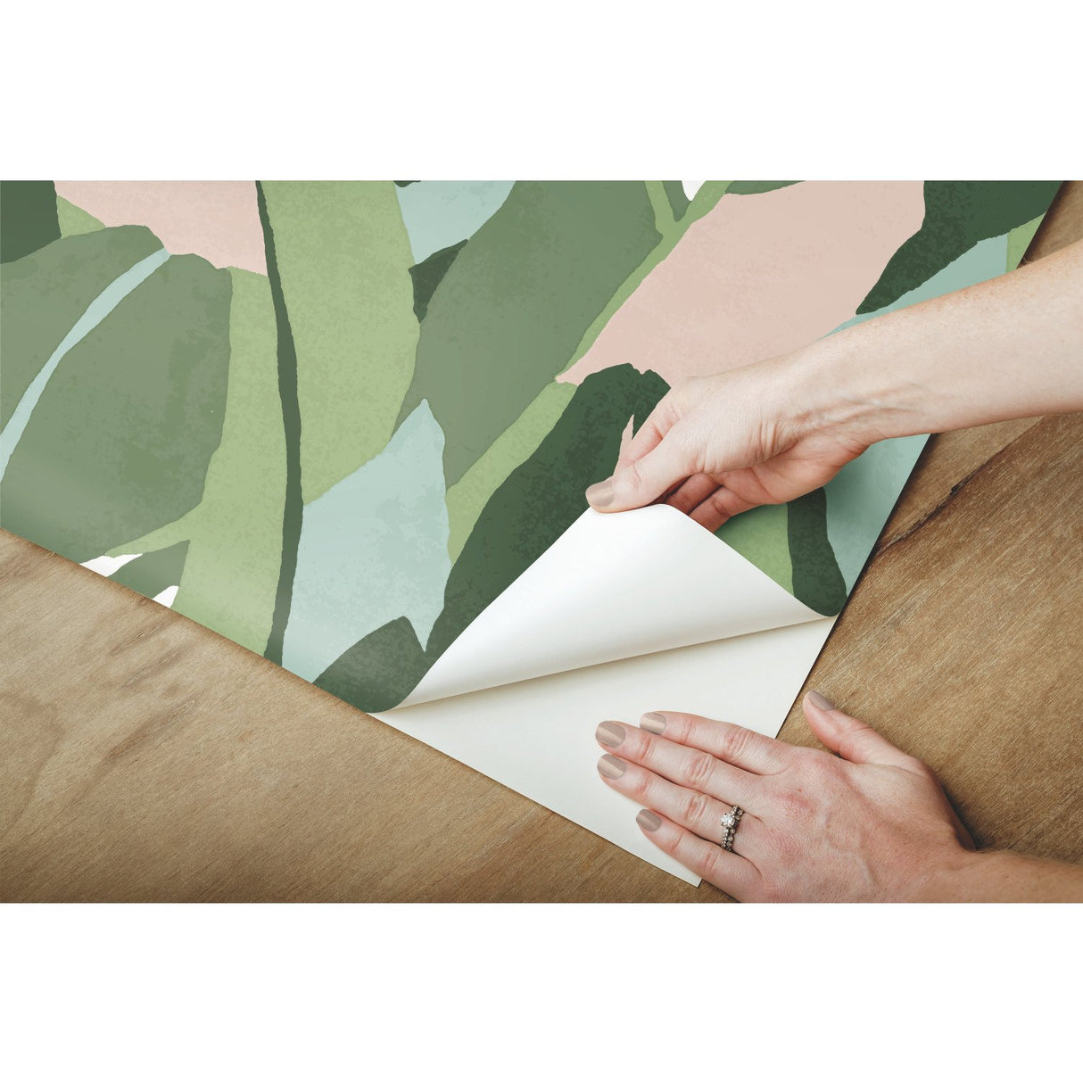 Hearts Of Palm Green Peel & Stick Wallpaper with Botanical Leaves Motif, Modern Style - York RMK11574RL