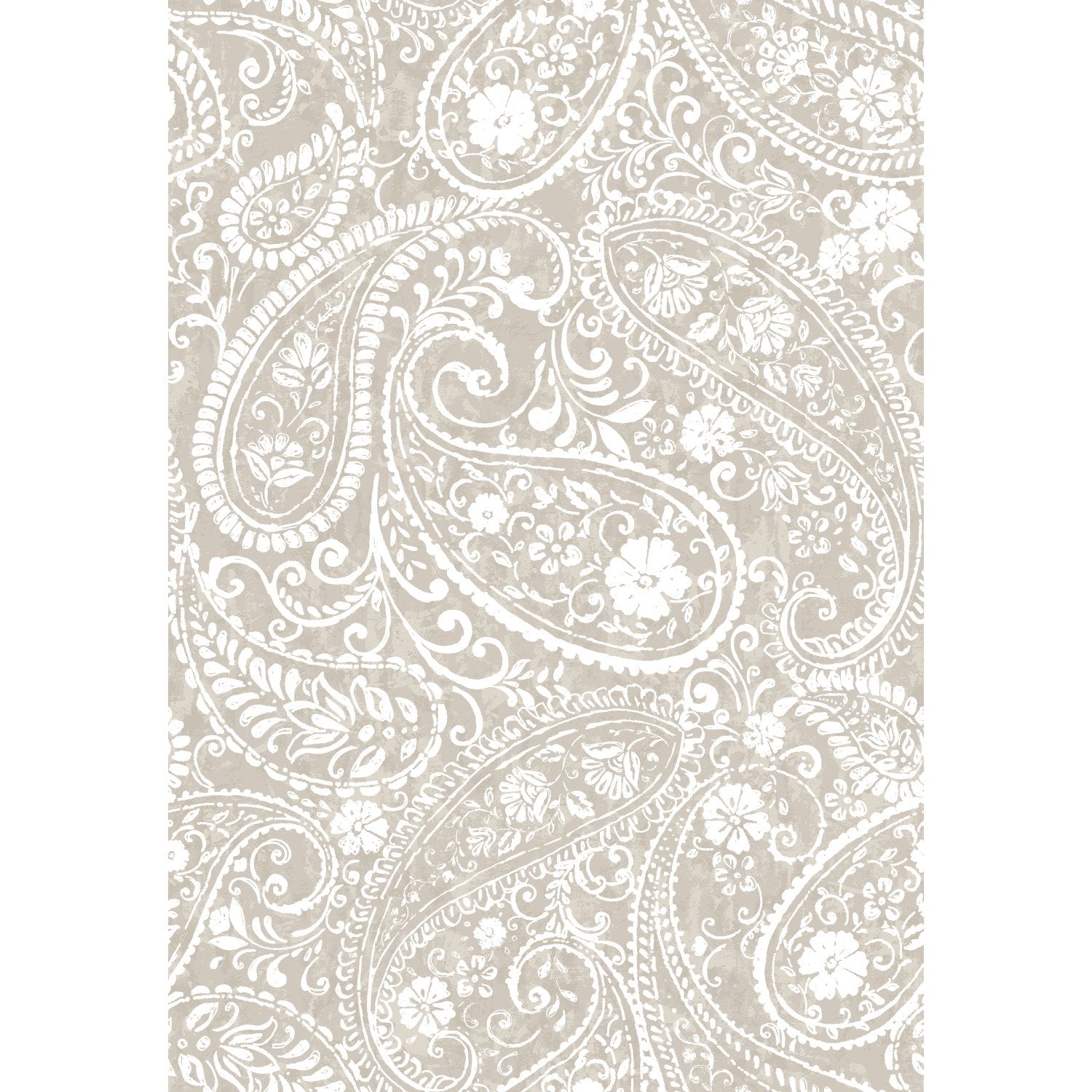 Paisley Prince Beige Peel & Stick Wallpaper with Modern Global Paisley Pattern - RoomMates RMK11580RL