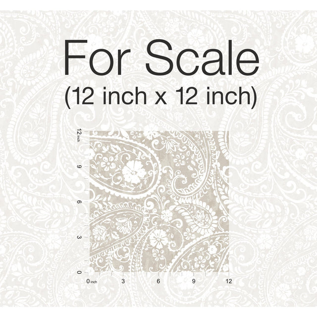 Paisley Prince Beige Peel & Stick Wallpaper with Modern Global Paisley Pattern - RoomMates RMK11580RL