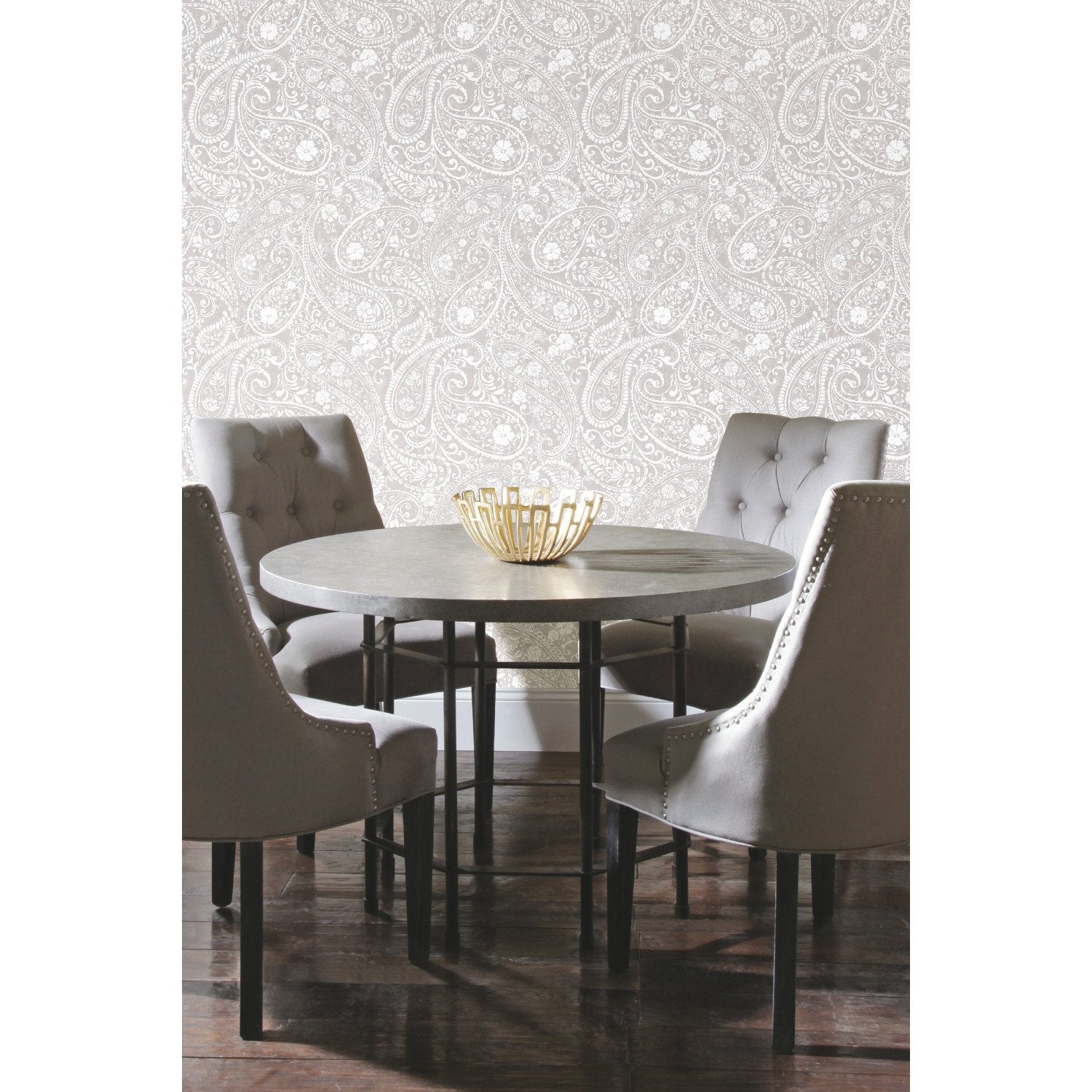 Paisley Prince Beige Peel & Stick Wallpaper with Modern Global Paisley Pattern - RoomMates RMK11580RL