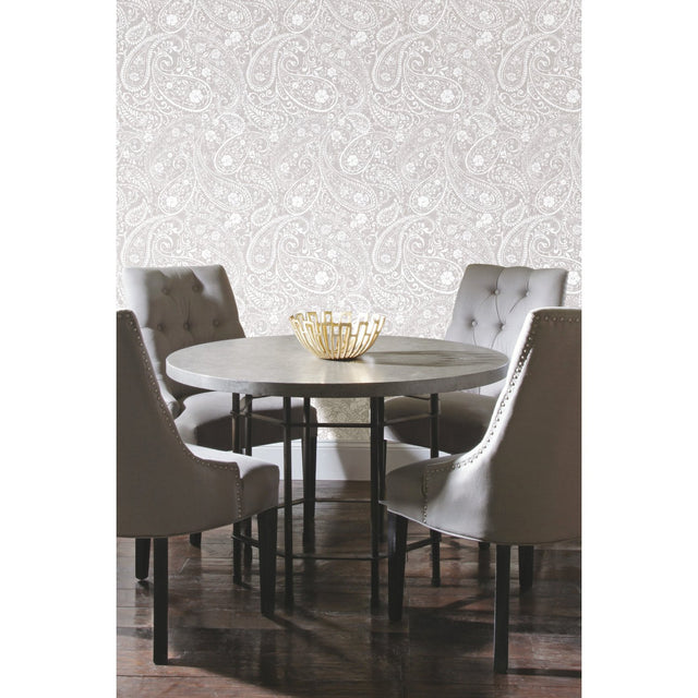 Paisley Prince Beige Peel & Stick Wallpaper with Modern Global Paisley Pattern - RoomMates RMK11580RL