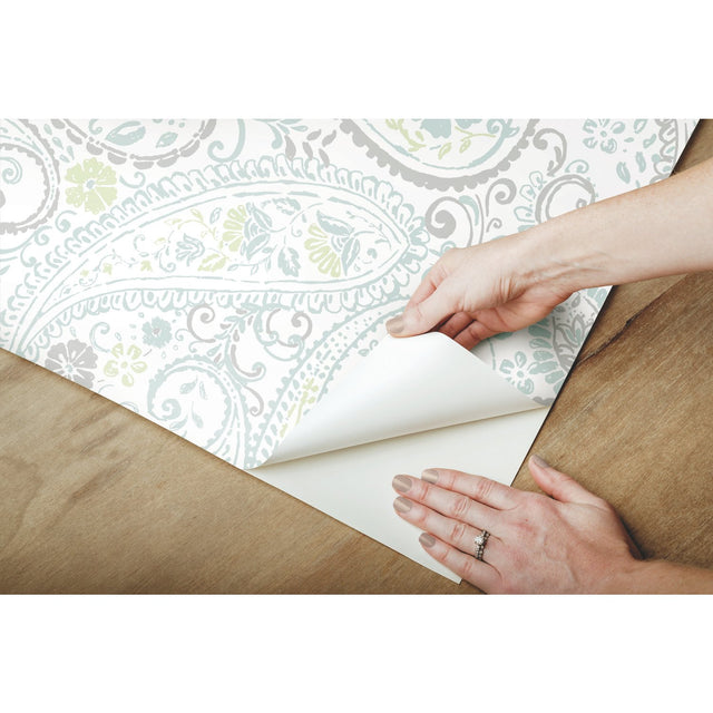 Paisley Prince Grey Peel & Stick Wallpaper with Modern Global Paisley Pattern - York RMK11583RL