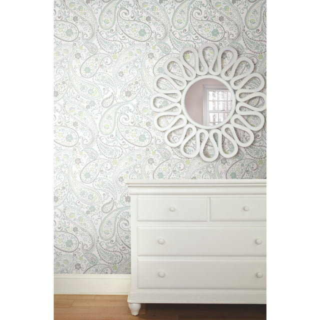Paisley Prince Grey Peel & Stick Wallpaper with Modern Global Paisley Pattern - York RMK11583RL
