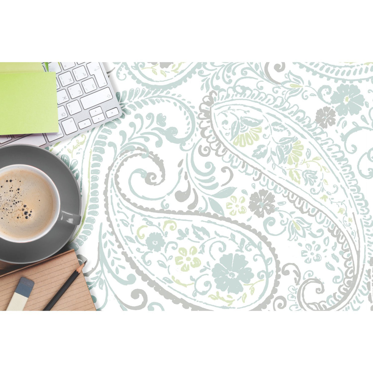 Paisley Prince Grey Peel & Stick Wallpaper with Modern Global Paisley Pattern - York RMK11583RL