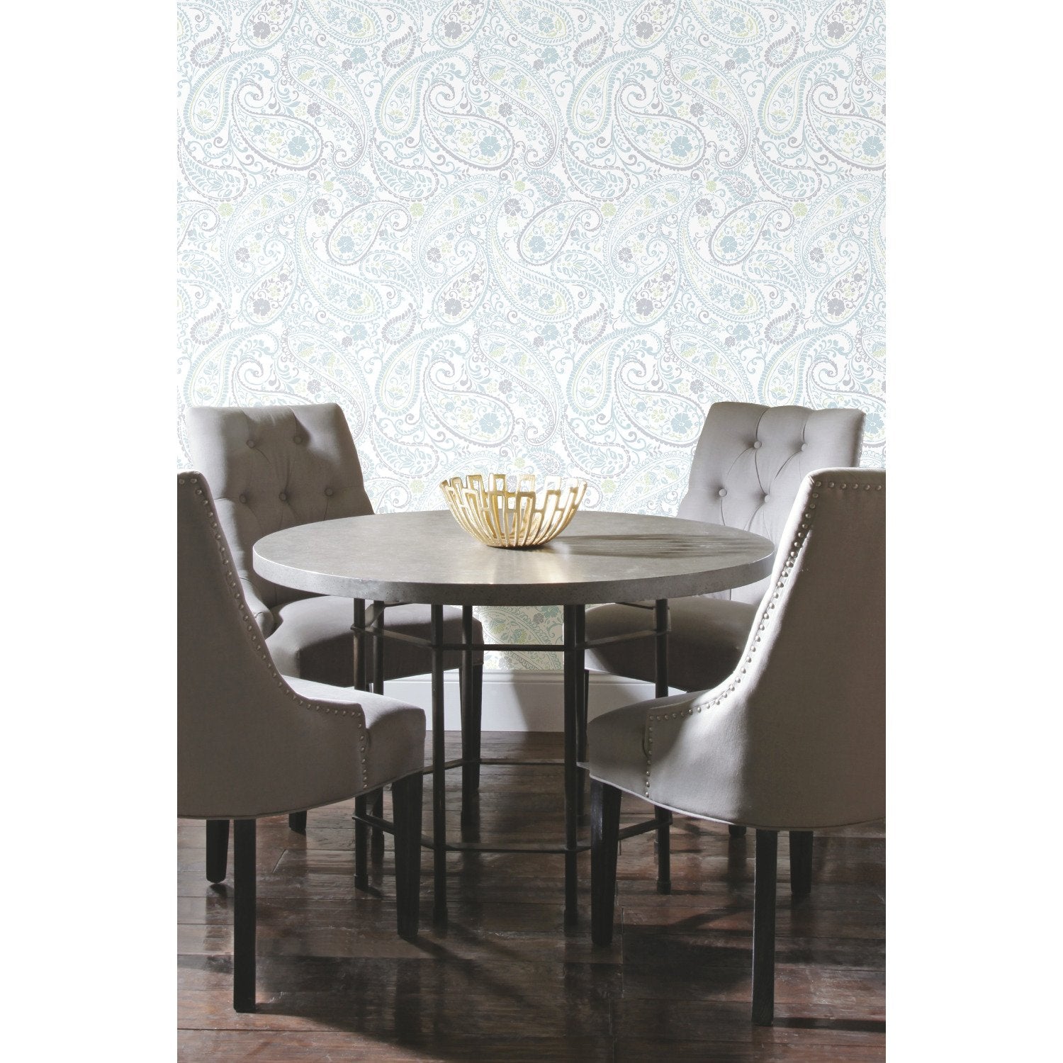 Paisley Prince Grey Peel & Stick Wallpaper with Modern Global Paisley Pattern - York RMK11583RL