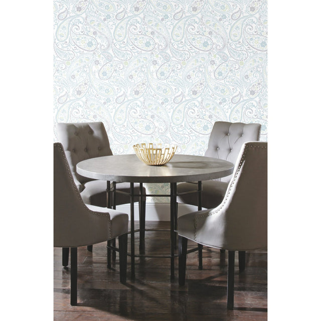 Paisley Prince Grey Peel & Stick Wallpaper with Modern Global Paisley Pattern - York RMK11583RL