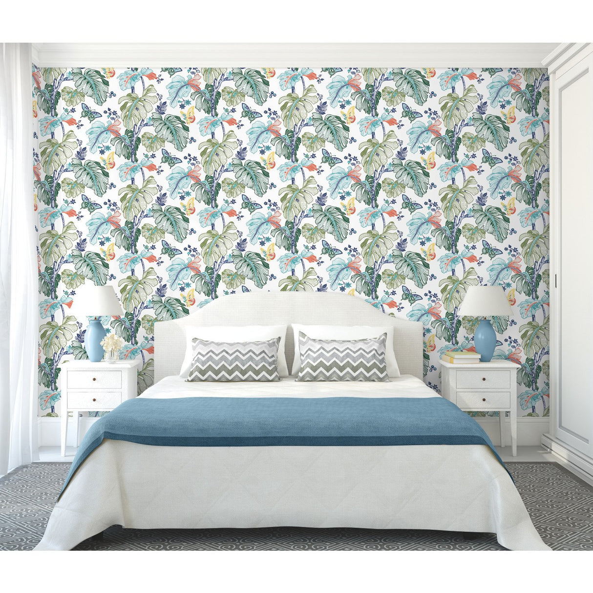 Boho Palm Orange Peel & Stick Wallpaper with Botanical Leaves - RoomMates RMK11587RL