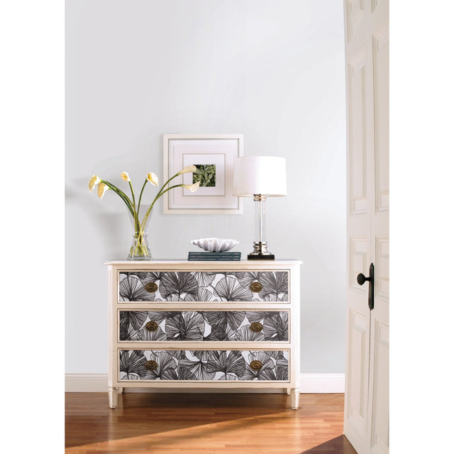 Ginkgo Leaves Black Peel & Stick Wallpaper with Modern Botanical Leaf Pattern - RoomMates RMK11601WP