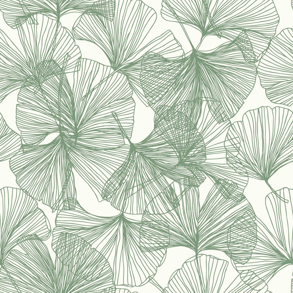 Ginkgo Leaves Green Peel & Stick Wallpaper with Modern Botanical Leaf Pattern - York RMK11603WP