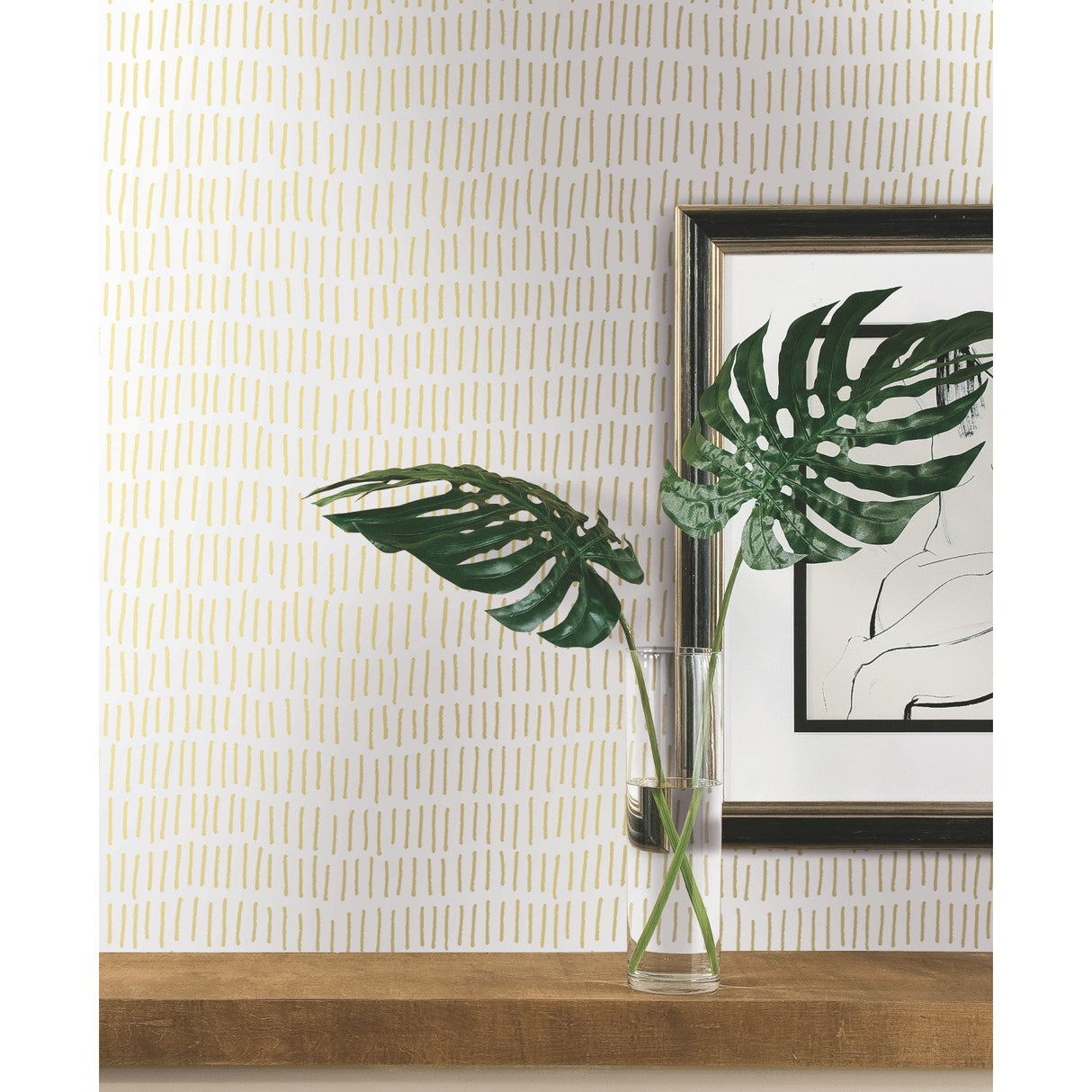 Tick Marks Gold Peel & Stick Wallpaper with Metallic Whimsical Novelty Pattern - York RMK11612WP
