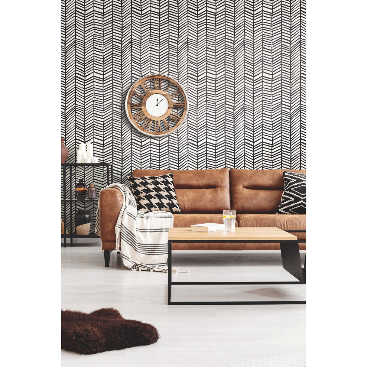 Cat Coquillette Herringbone Black Peel & Stick Wallpaper