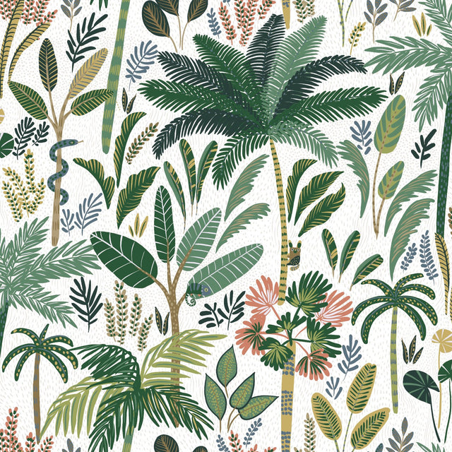 Tropical Eden Green Peel & Stick Wallpaper with Botanical Leaf Pattern - RoomMates RMK11640RL