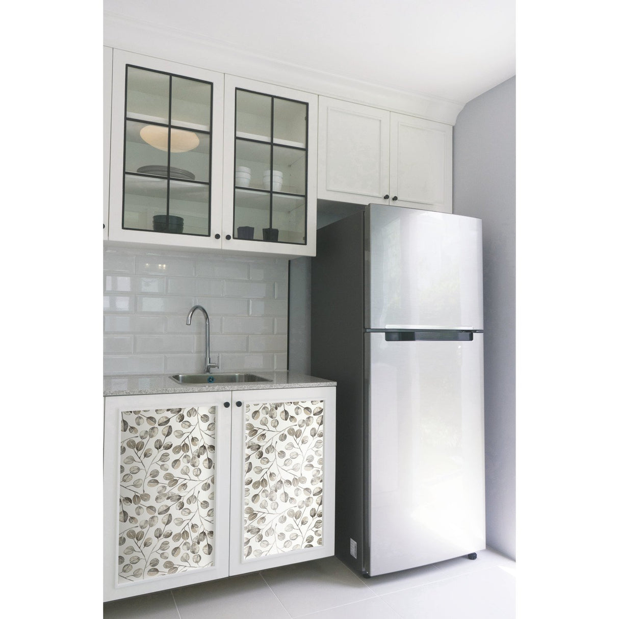 Cat Coquillette Eucalyptus Grey Peel & Stick Wallpaper with Botanical Leaves Pattern, Modern Style - York RMK11653WP