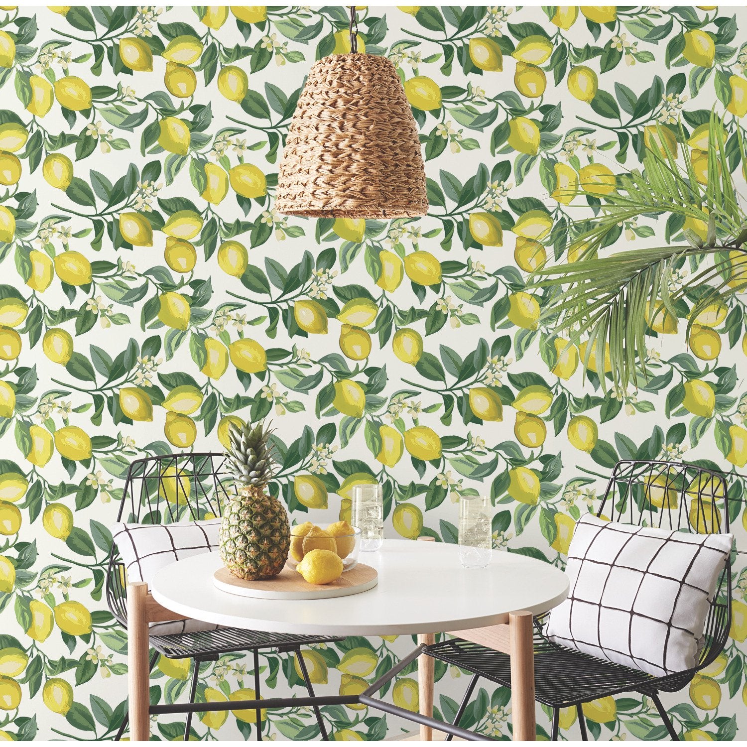 Lemon Zest Yellow Peel & Stick Wallpaper with Fruit Botanical Pattern - RoomMates RMK11655WP