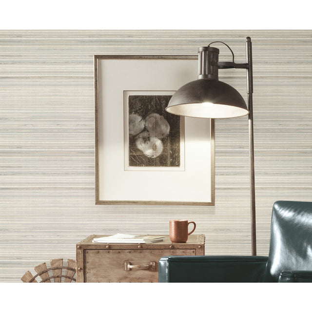 Faux Bamboo Grasscloth Taupe Peel & Stick Wallpaper with Botanical Tropical Motif - York RMK11669RL