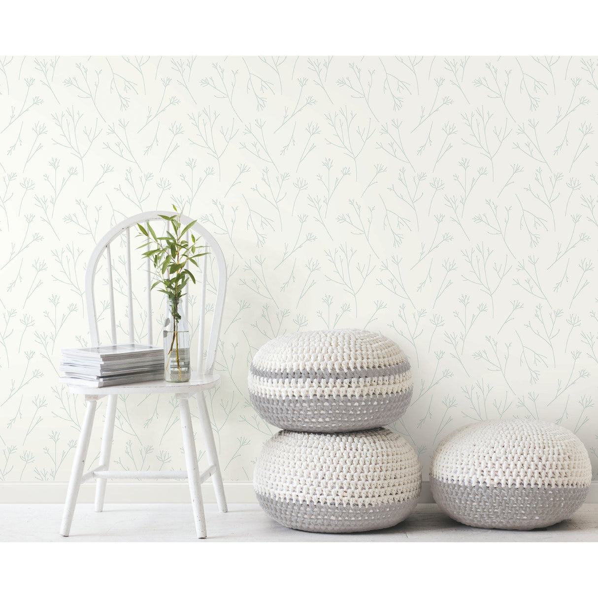 Twigs Green Peel & Stick Wallpaper with Modern Botanical Motif - York RMK11679WP