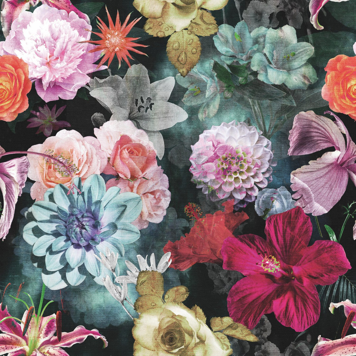 Vintage Floral Blooms Red Peel & Stick Wallpaper with Vintage Botanical Flower Pattern - York RMK11717RL