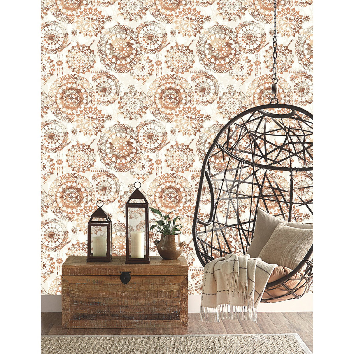 Bohemian Medallion Orange Peel & Stick Wallpaper