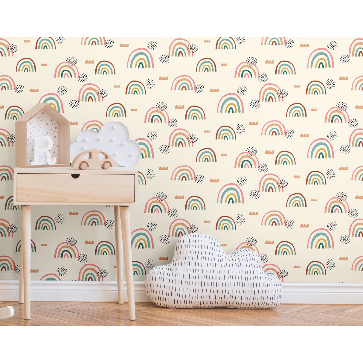 Rainbow's End Taupe Peel & Stick Wallpaper with Whimsical Novelty Pattern - York RMK11730RL