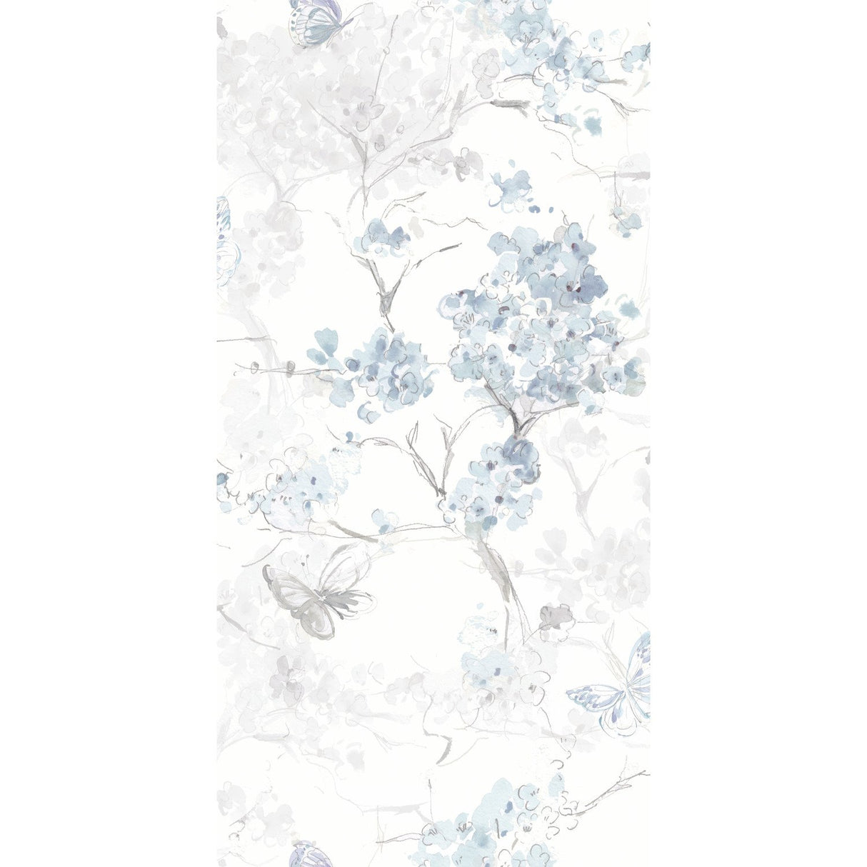 Spring Cherry Blossoms Blue Peel & Stick Wallpaper with Botanical Floral Pattern, Traditional Style - York RMK11741RL