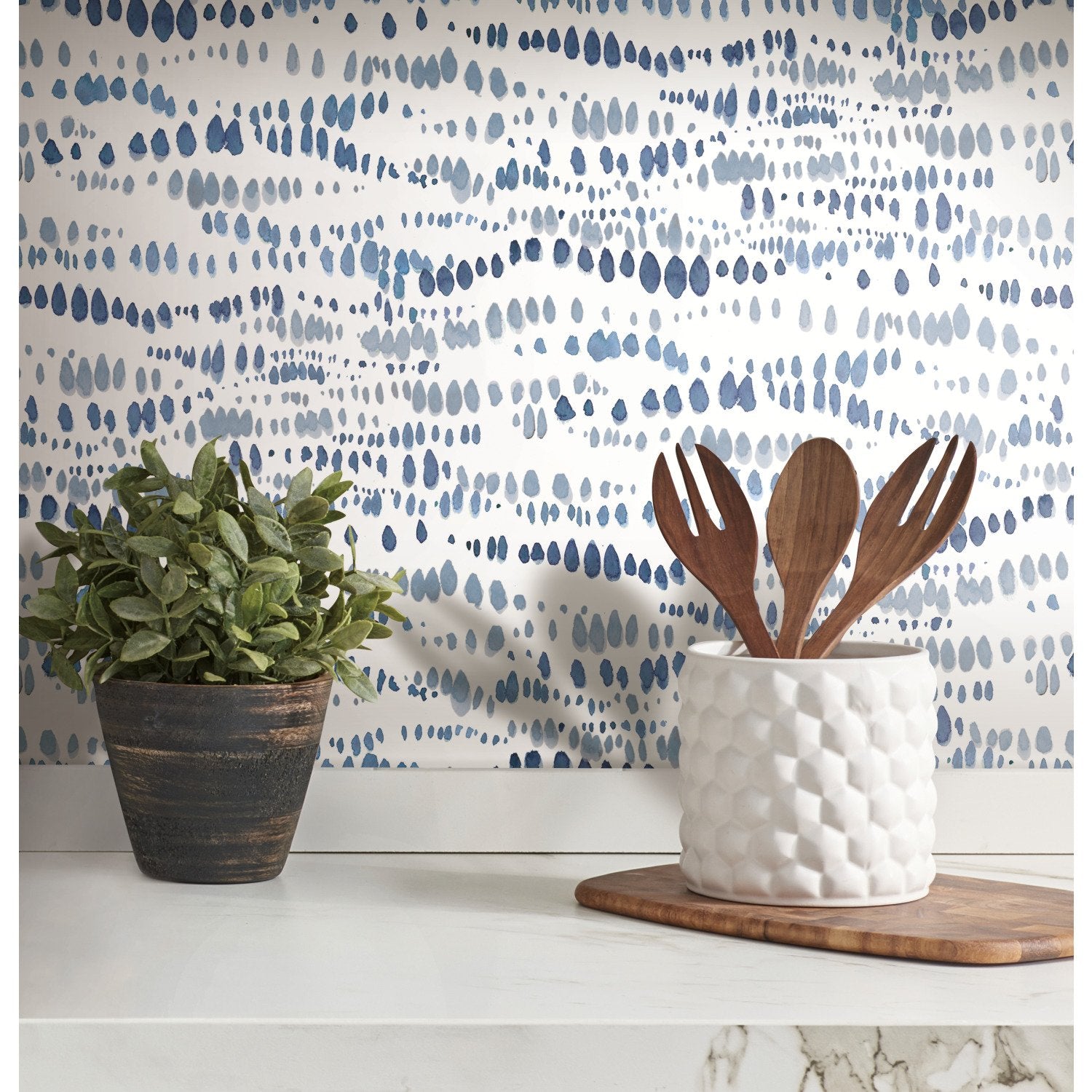 Dotted Line Navy Peel & Stick Wallpaper with Modern Geometric Pattern - York RMK11761RL