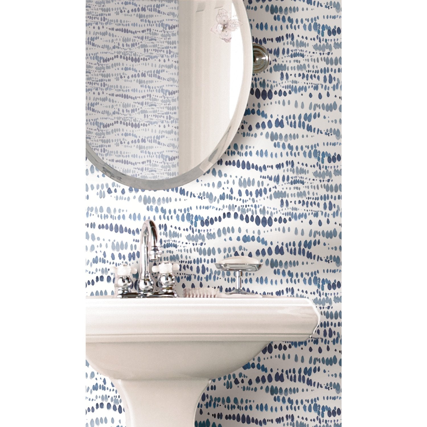 Dotted Line Navy Peel & Stick Wallpaper with Modern Geometric Pattern - York RMK11761RL