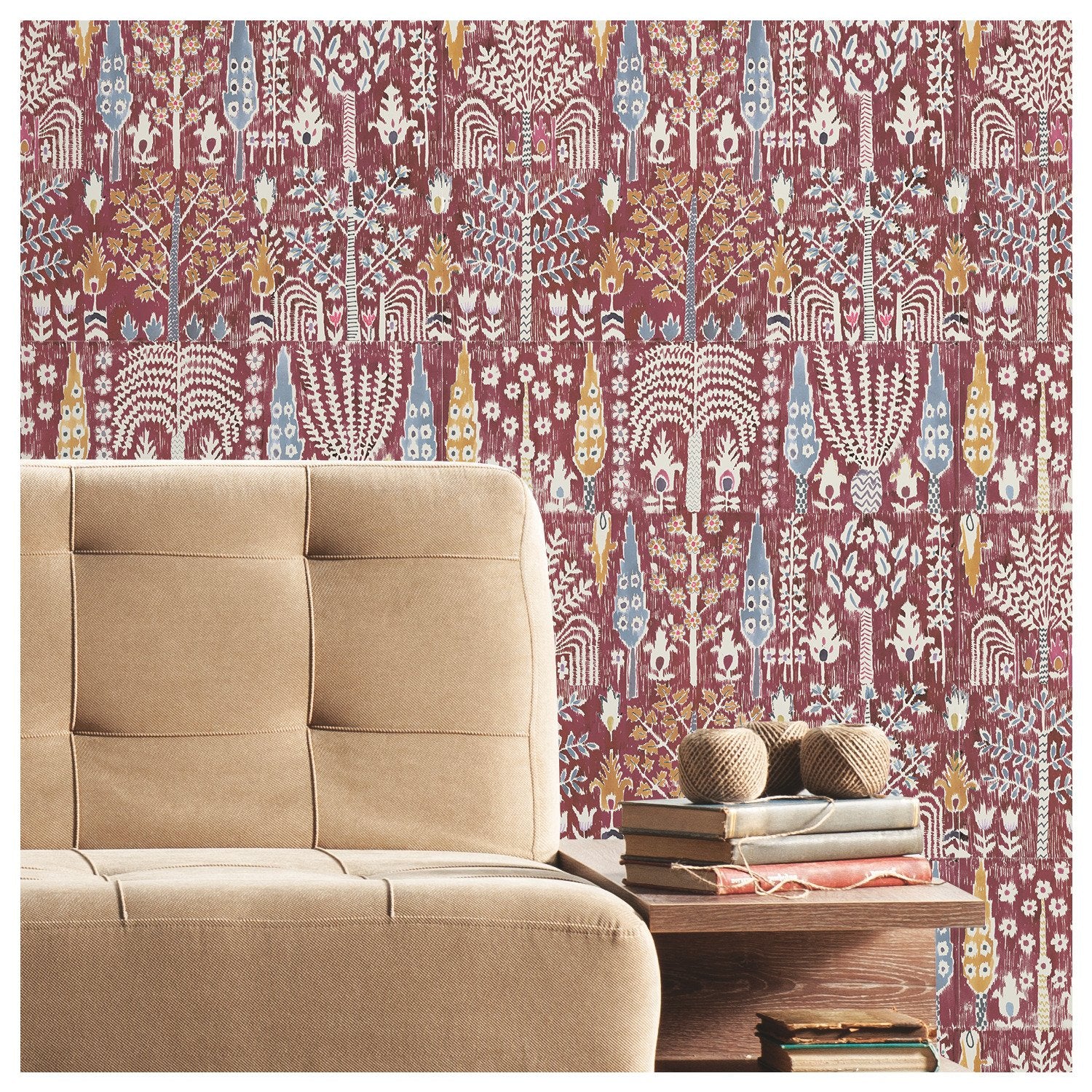 Persian Ikat Red Peel & Stick Wallpaper