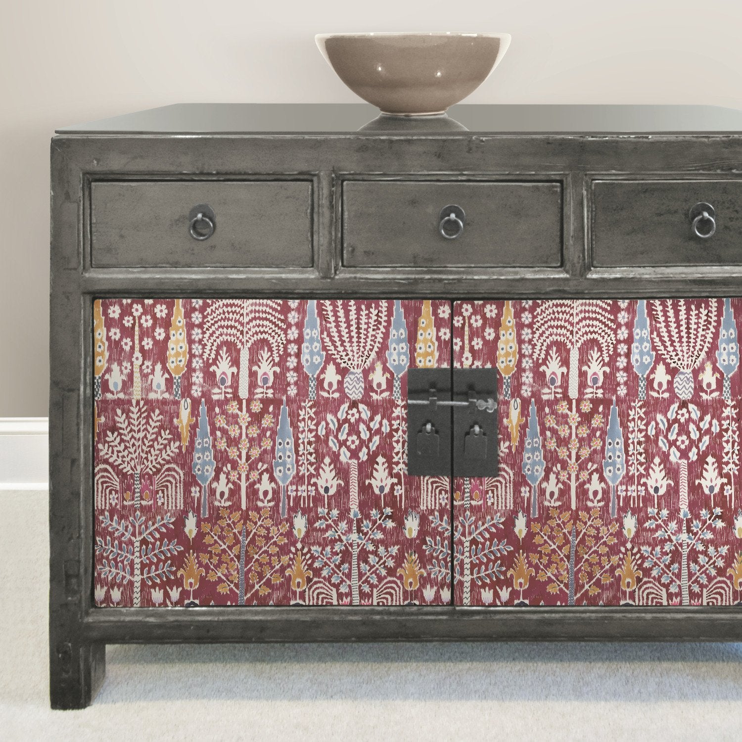 Persian Ikat Red Peel & Stick Wallpaper