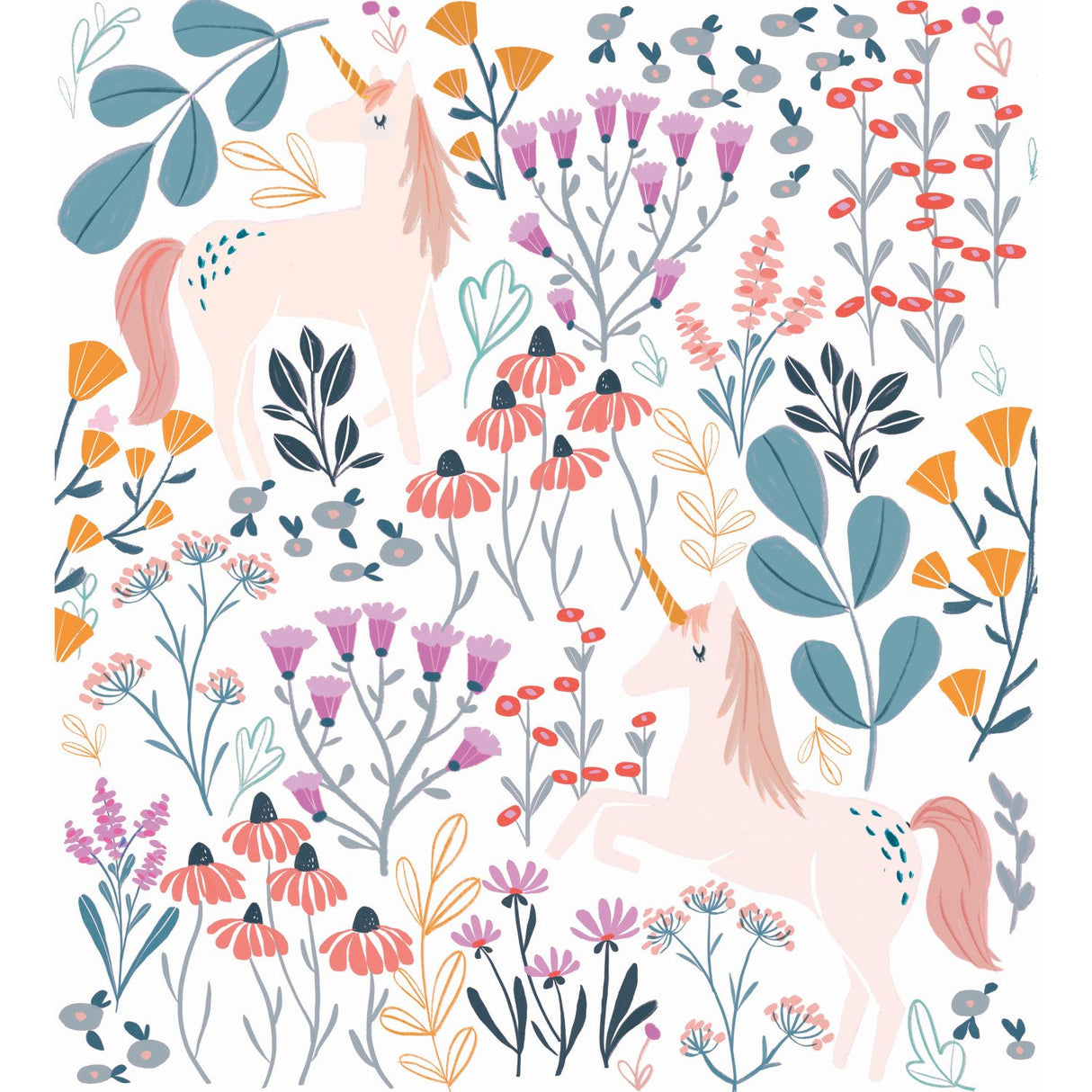 Unicorn Paradise Pink Peel & Stick Wallpaper with Novelty Kids Fairy Tales & Fantasy Pattern - York RMK11794RL