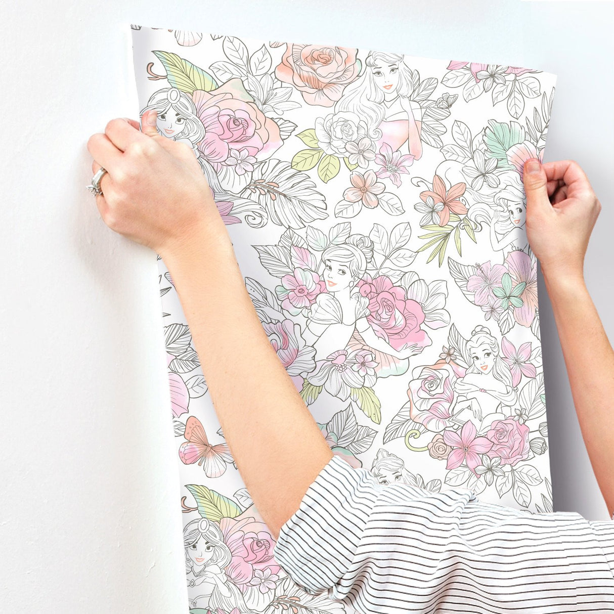 Disney Princess Royal Floral Pink Peel & Stick Wallpaper with Whimsical Novelty Pattern - York RMK11800WP
