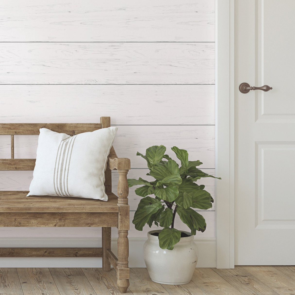 Shiplap Grey Peel & Stick Wallpaper with Farmhouse Wood Shiplap Pattern - York RMK11808WP