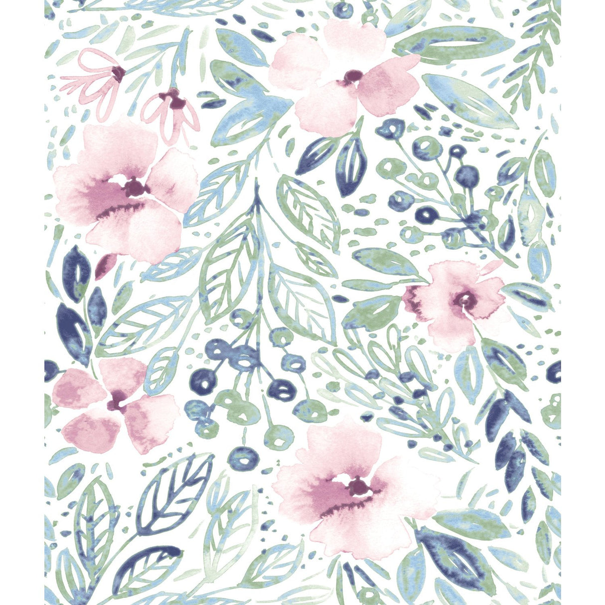 Clara Jean April Showers Pink Peel & Stick Wallpaper with Whimsical Nature Motif - York RMK11839WP