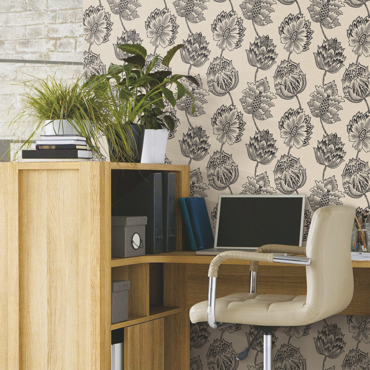 Batik Jacobean Taupe Peel & Stick Wallpaper