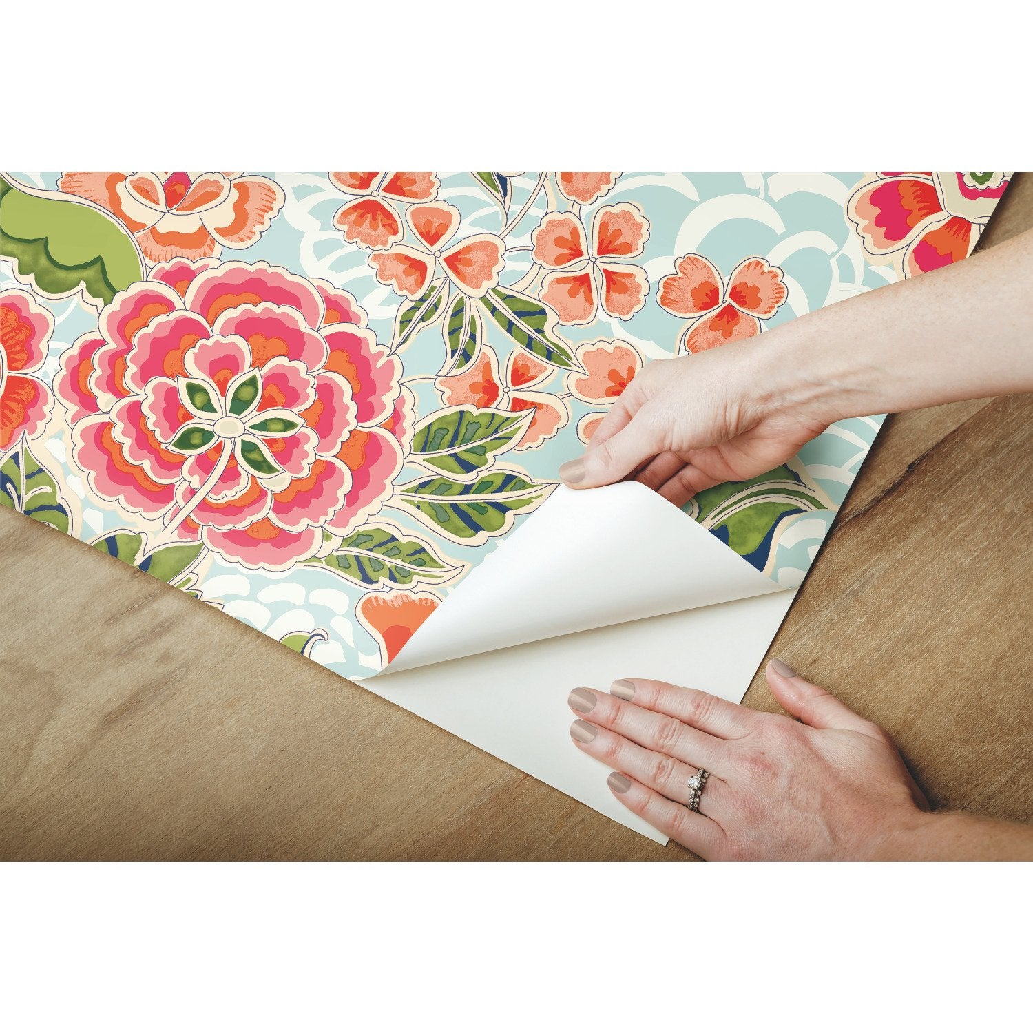 Zen Garden Blue Peel & Stick Wallpaper with Floral Pattern, Modern Style - York RMK11854RL