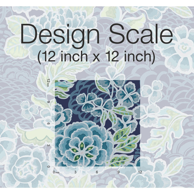 Zen Garden Blue Peel & Stick Wallpaper with Modern Floral Pattern - York RMK11855RL