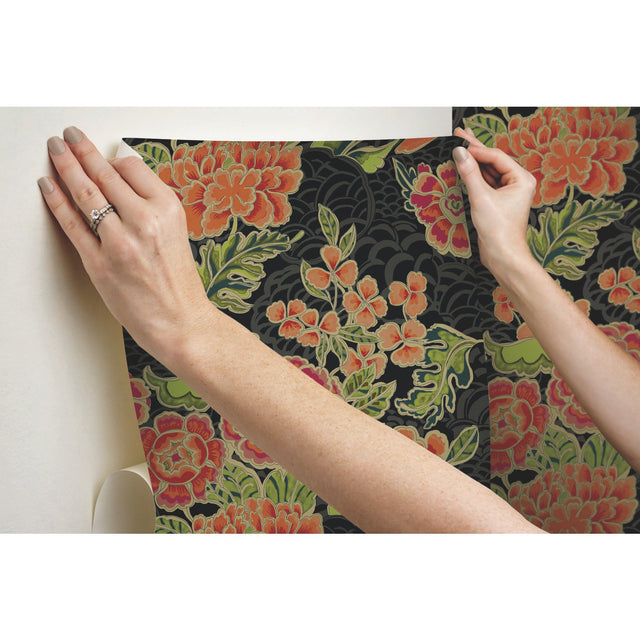 Zen Garden Pink Peel & Stick Wallpaper with Floral Pattern, Modern Style - York RMK11856RL