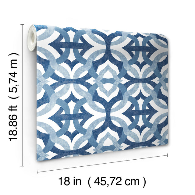 Tipton Blue Peel & Stick Wallpaper with Geometric Abstract Motif - York RMK11866RL