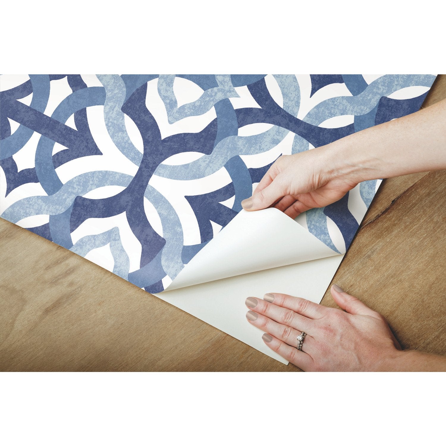 Tipton Blue Peel & Stick Wallpaper with Geometric Abstract Motif - York RMK11866RL