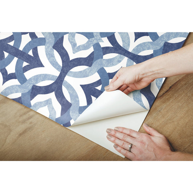 Tipton Blue Peel & Stick Wallpaper with Geometric Abstract Motif - York RMK11866RL