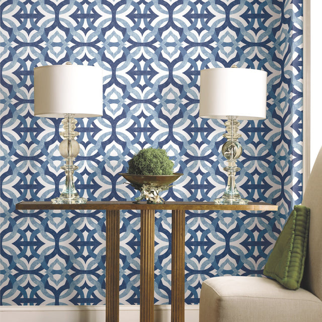 Tipton Blue Peel & Stick Wallpaper with Geometric Abstract Motif - York RMK11866RL