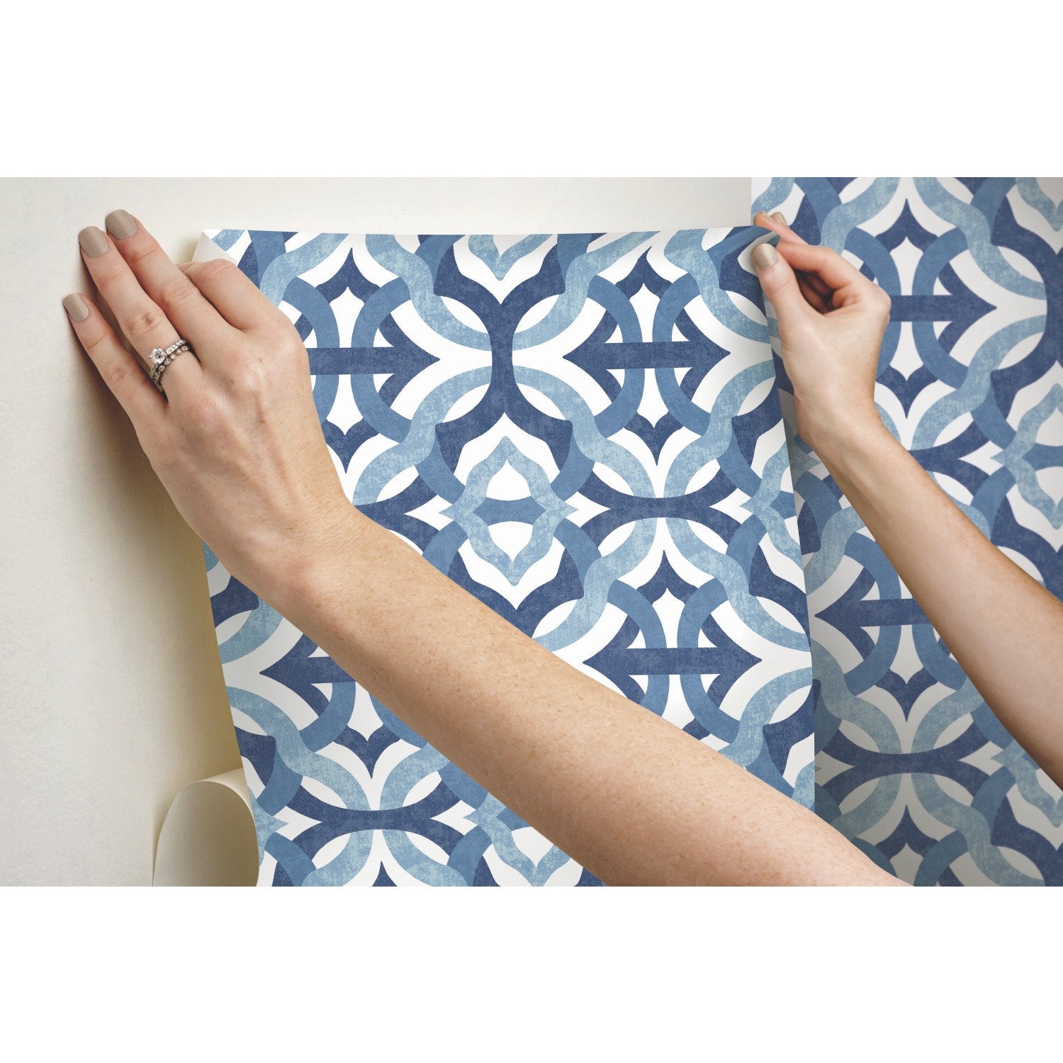 Tipton Blue Peel & Stick Wallpaper with Geometric Abstract Motif - York RMK11866RL
