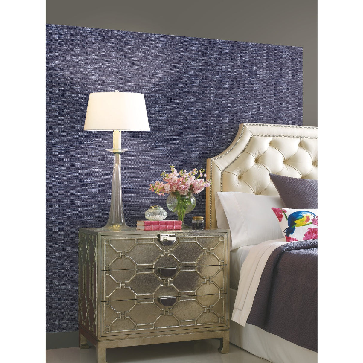 Tabby Blue Peel & Stick Wallpaper with Modern Woven Texture Pattern - York RMK11889RL