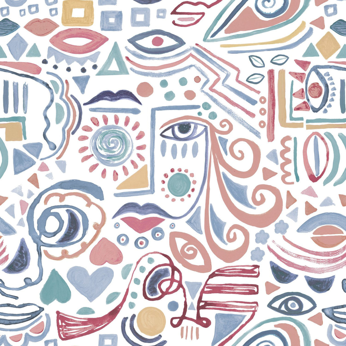 Mod Faces Pink Peel & Stick Wallpaper with Glam Global Novelty Pattern - York RMK11897RL
