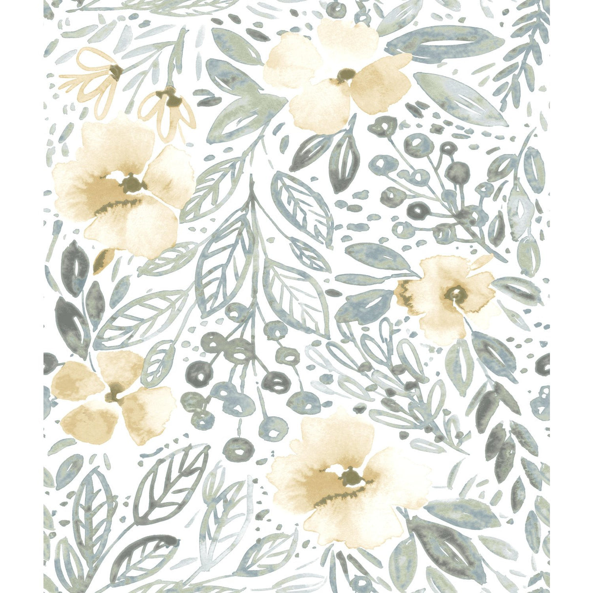 Clara Jean April Showers Green Peel & Stick Wallpaper with Whimsical Nature Floral Pattern - York RMK11905WP