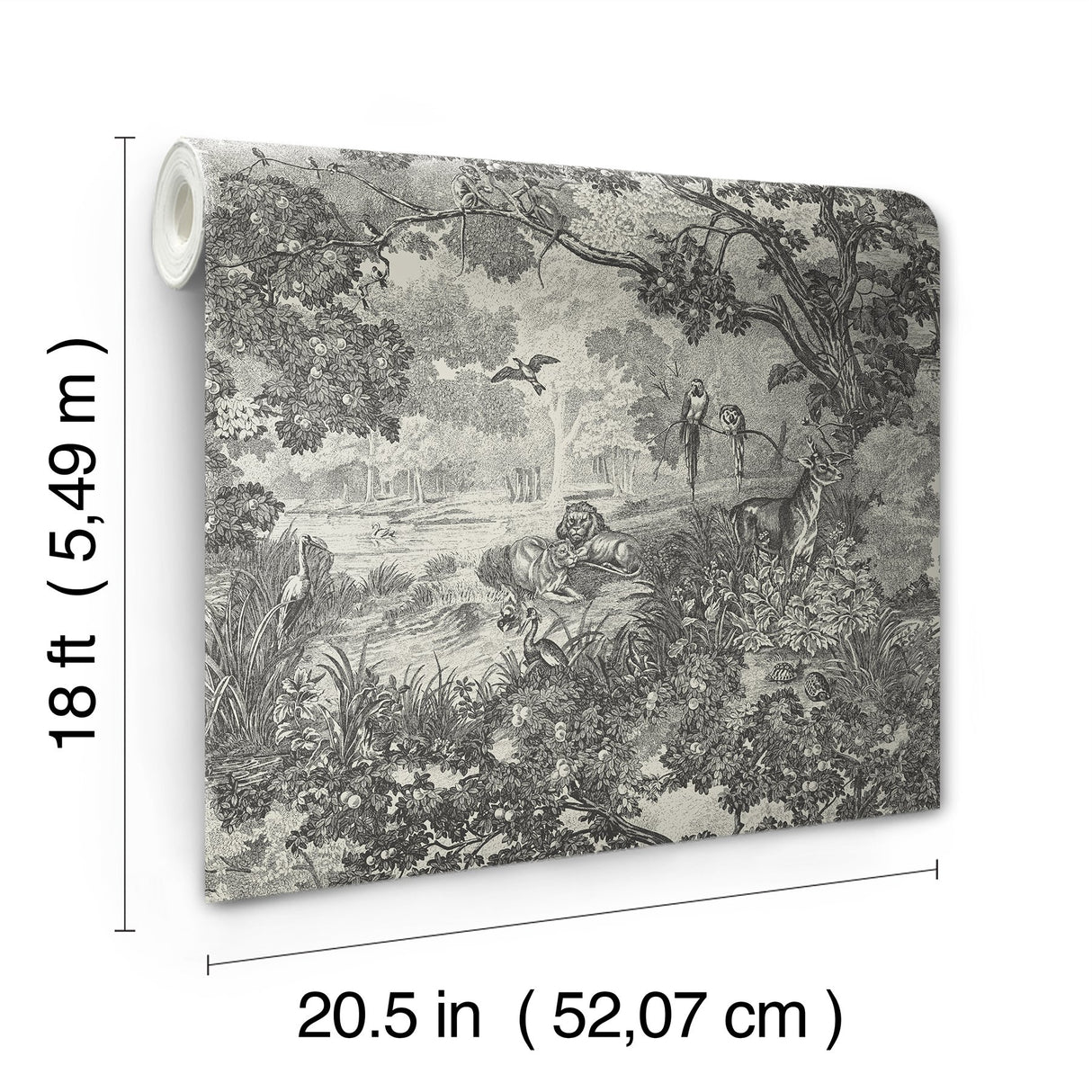 Jungle Toile Taupe Peel & Stick Wallpaper with Botanical Toile Pattern, Modern Style - York RMK11915WP