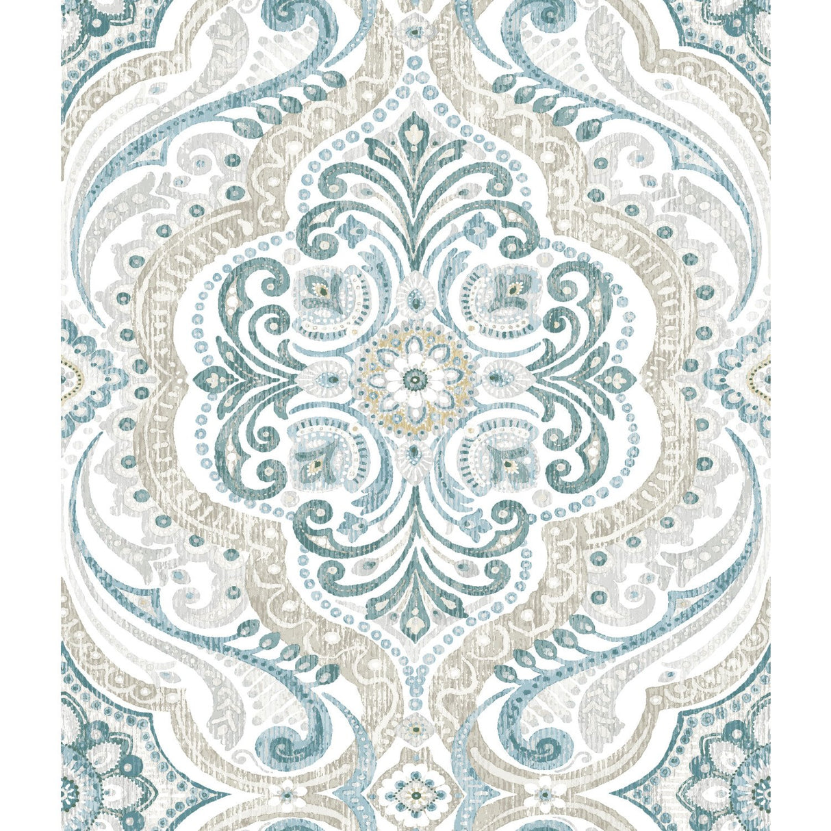 Bohemian Damask Yellow Peel & Stick Wallpaper with Global Bohemian Damask Pattern - York RMK11936WP