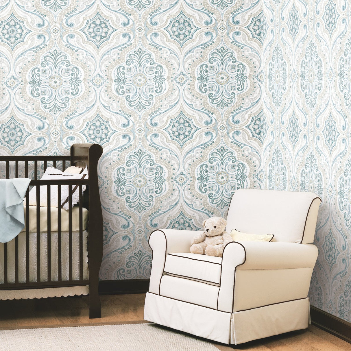 Bohemian Damask Yellow Peel & Stick Wallpaper with Global Bohemian Damask Pattern - York RMK11936WP