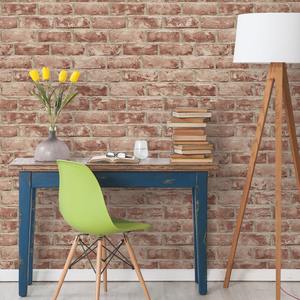 Brick Brown Peel & Stick Wallpaper with Industrial Brick Pattern - York RMK11940WP