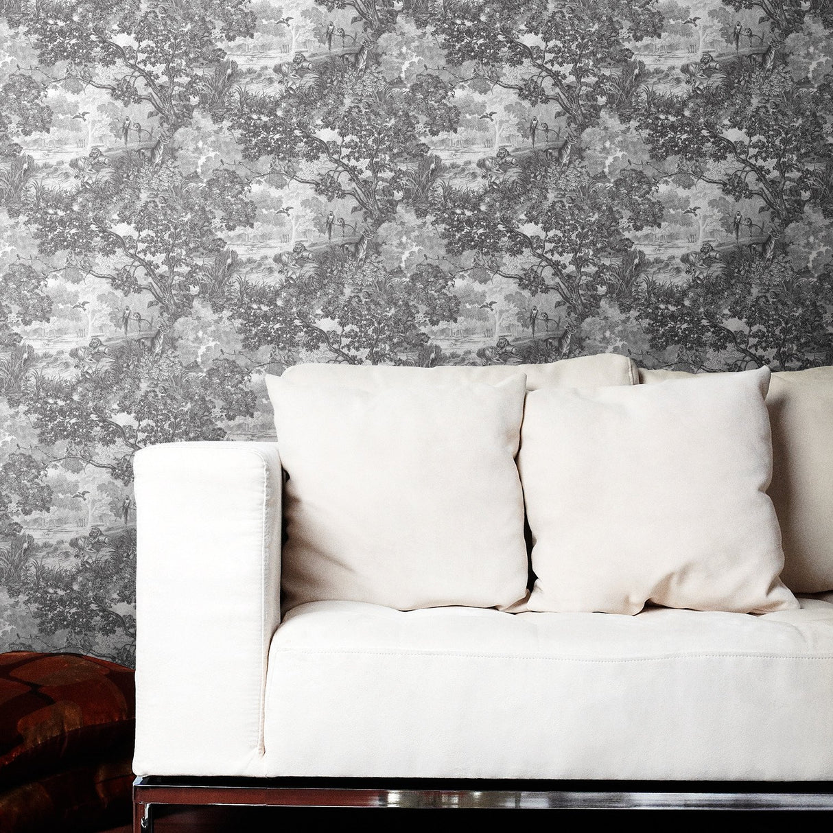 Jungle Toile Black Peel & Stick Wallpaper with Botanical Toile Pattern, Modern Style - York RMK11945WP